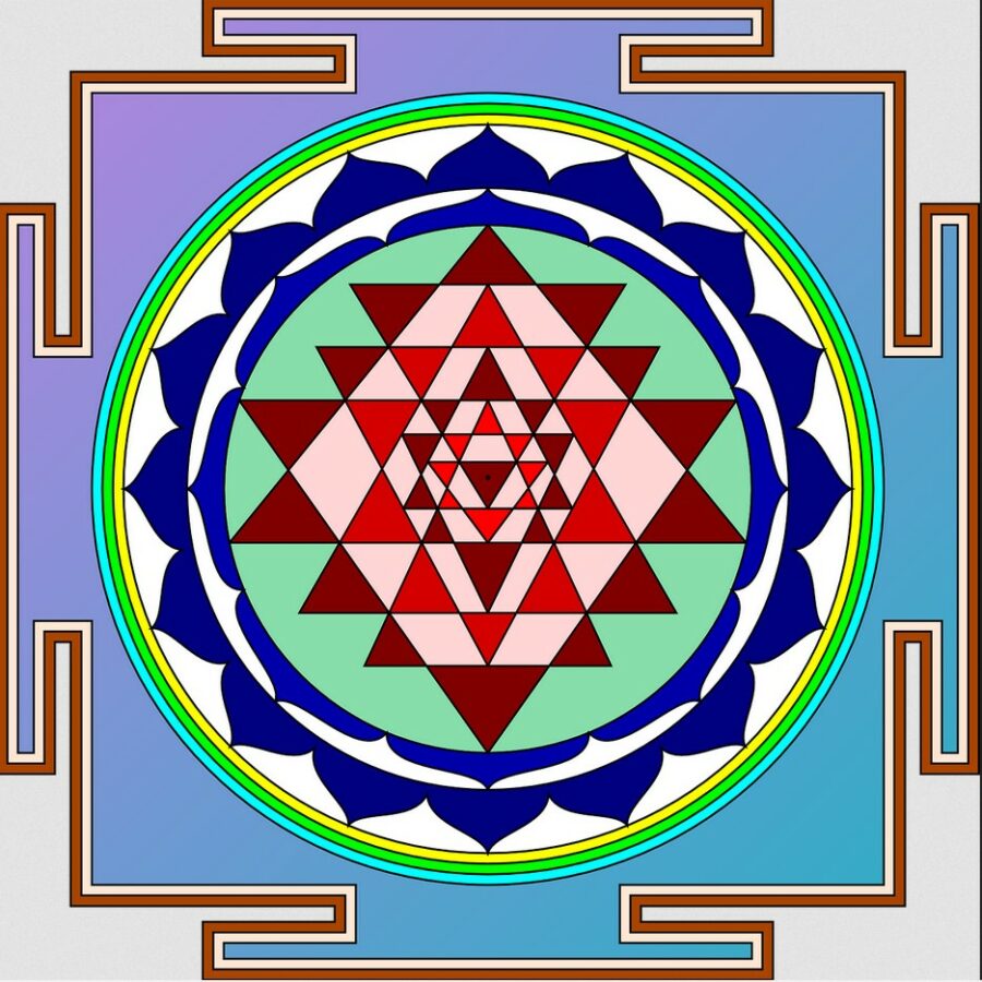 Zeichnung eines Sri Yantra Mandalas