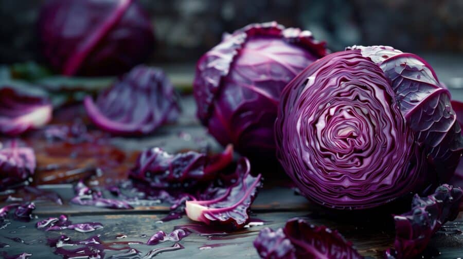 Yoga Vidyas Veganer Linsenbraten - Frischer Rotkohl als Beilage