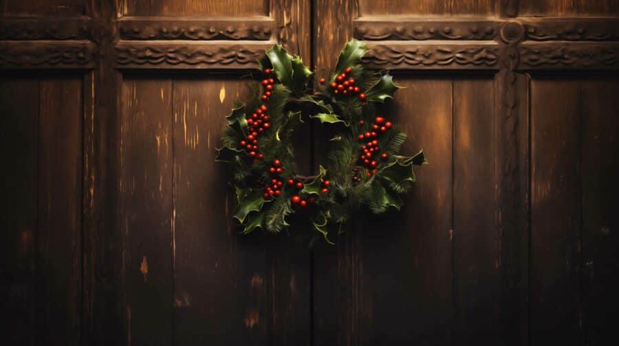 Beeren der Stechpalme als Weihnachtsdeko