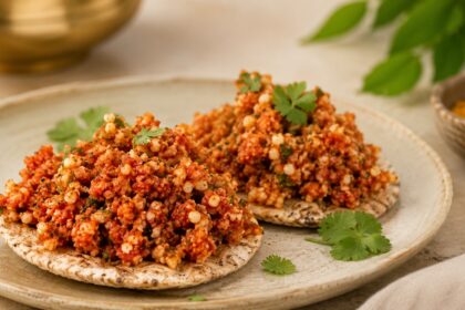 veganes Mett aus Reiswaffeln auf Brot