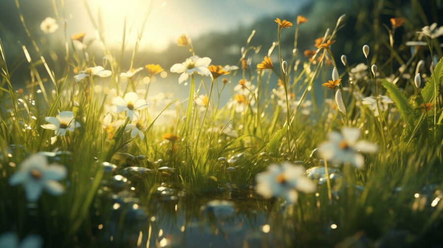 Spirituell, nicht religiös: Wiesenmargeriten im Morgenlicht