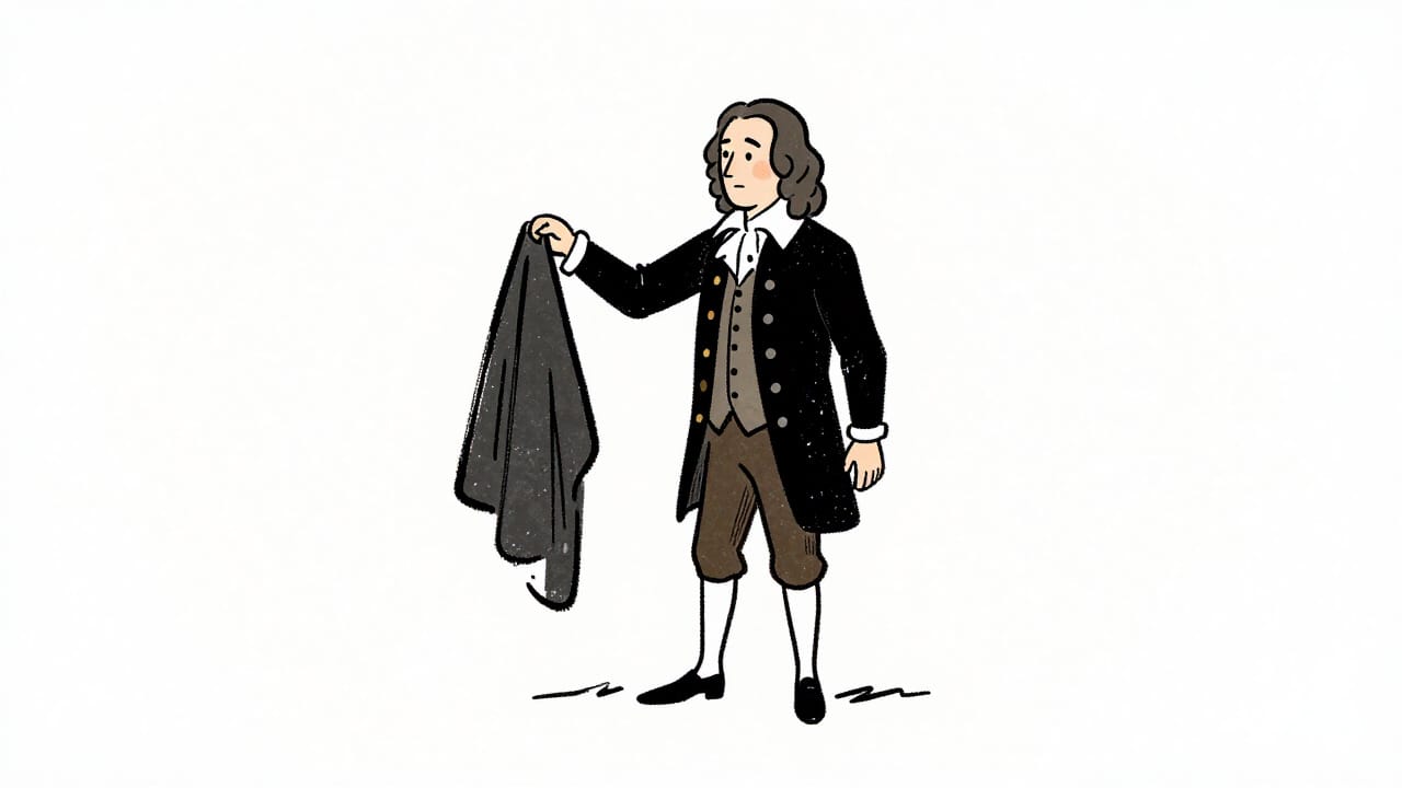 Voltaire hält einen Umhang schützend ausgebreitet als Symbol für Wahrheit und vergebende Haltung