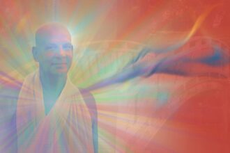 Swami Sivanada geht nirgendwohin: Portait stilisiert zu Mahasamadhi.