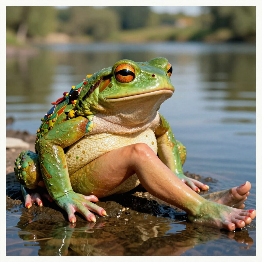Frosch mit Menschenbein als Beispiel für KI-Bildfehler