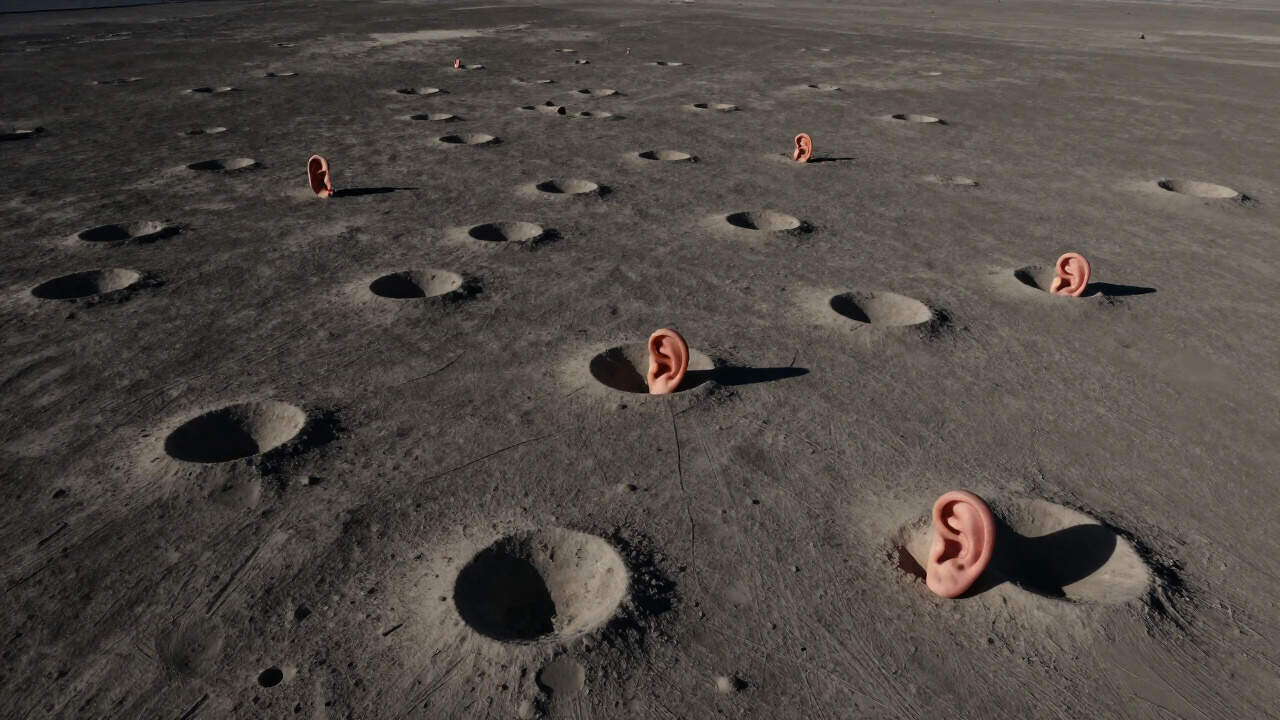 Mondlandschaft mit Ohren in den Kratern