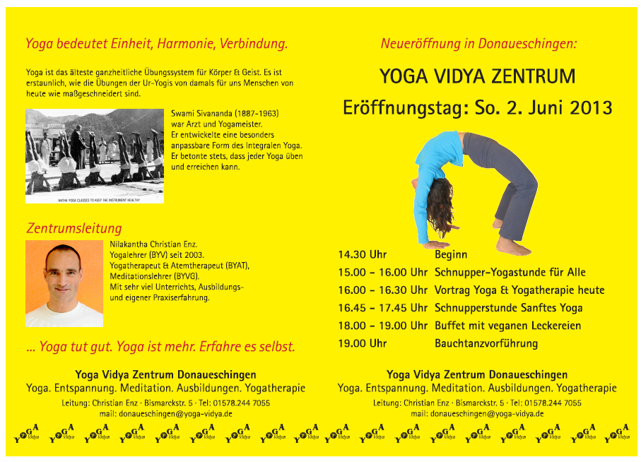 Eröffnung Yoga Vidya in Donaueschingen