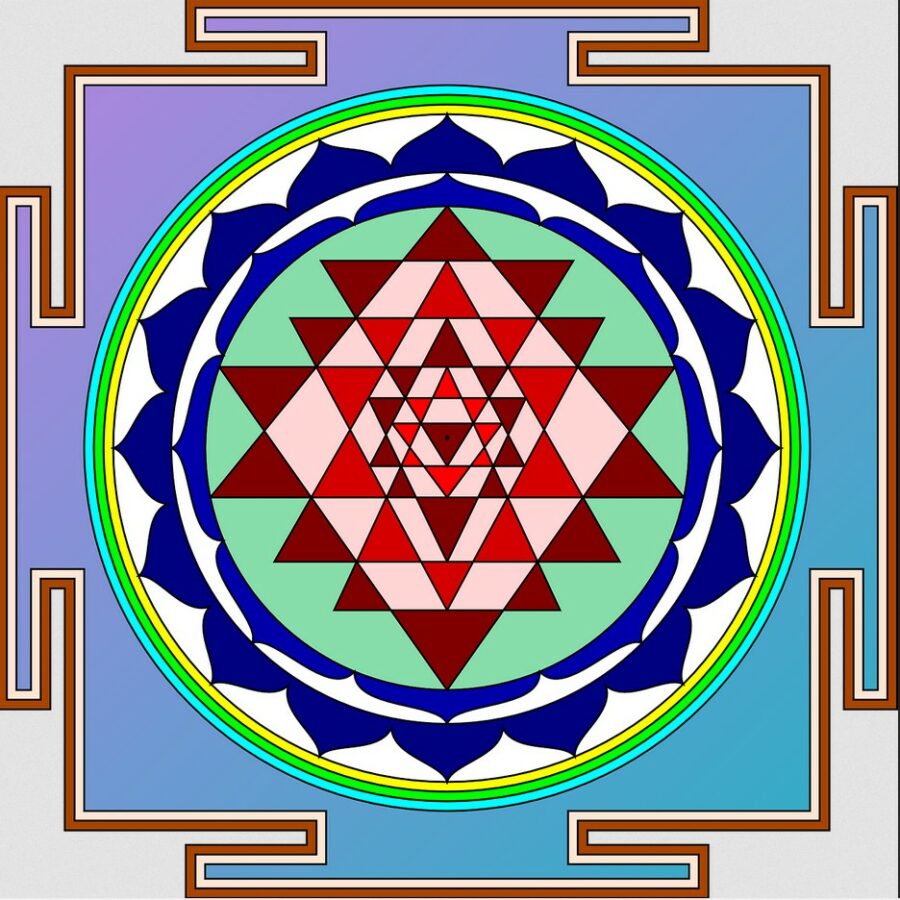 Zeichnung eines Sri Yantra Mandalas